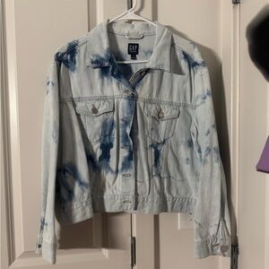 GAP Women's Light Blue Tie-Dye Denim Jacket